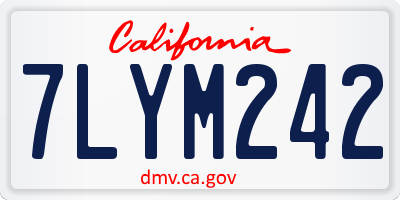 CA license plate 7LYM242