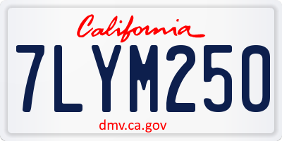 CA license plate 7LYM250