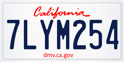 CA license plate 7LYM254