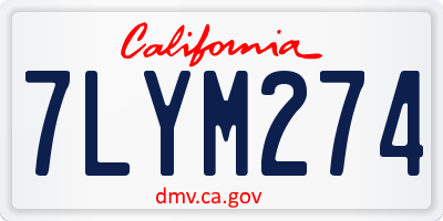 CA license plate 7LYM274