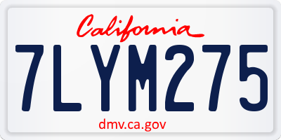 CA license plate 7LYM275
