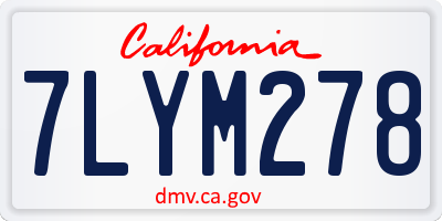 CA license plate 7LYM278