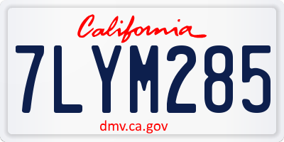 CA license plate 7LYM285