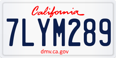 CA license plate 7LYM289