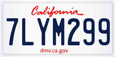 CA license plate 7LYM299