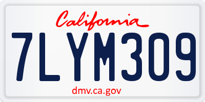 CA license plate 7LYM309