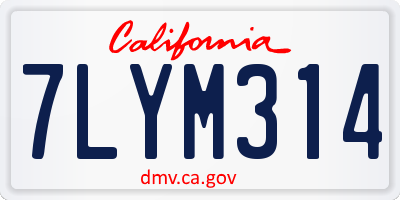 CA license plate 7LYM314