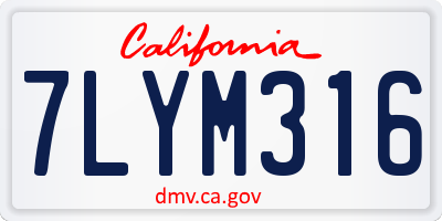 CA license plate 7LYM316