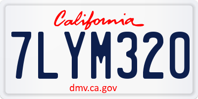 CA license plate 7LYM320