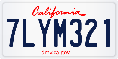 CA license plate 7LYM321