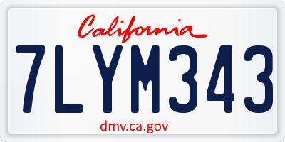 CA license plate 7LYM343