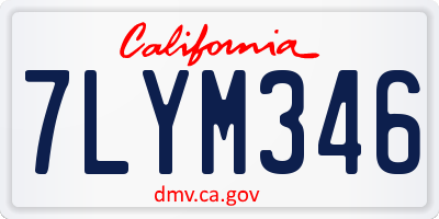 CA license plate 7LYM346