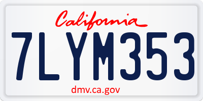 CA license plate 7LYM353