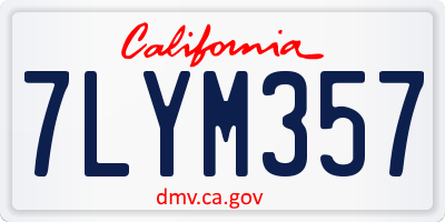 CA license plate 7LYM357