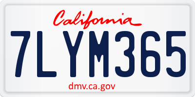CA license plate 7LYM365