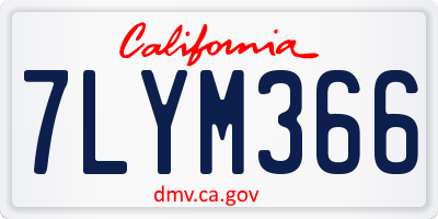 CA license plate 7LYM366