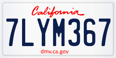 CA license plate 7LYM367
