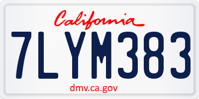 CA license plate 7LYM383