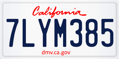 CA license plate 7LYM385