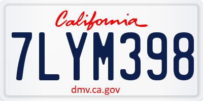 CA license plate 7LYM398