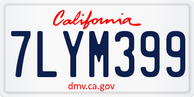 CA license plate 7LYM399