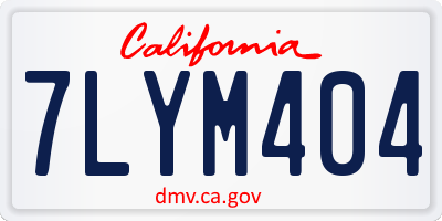 CA license plate 7LYM404