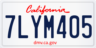 CA license plate 7LYM405