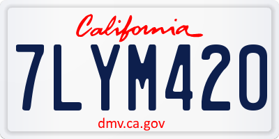 CA license plate 7LYM420