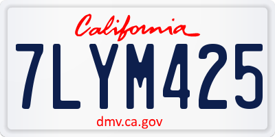 CA license plate 7LYM425