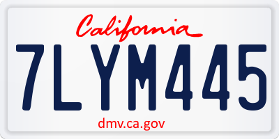 CA license plate 7LYM445