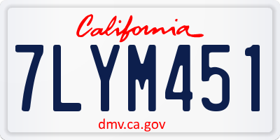 CA license plate 7LYM451