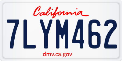 CA license plate 7LYM462