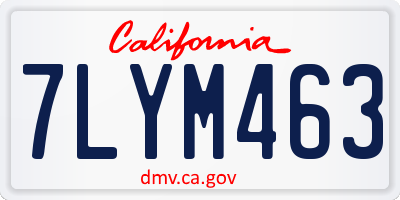 CA license plate 7LYM463