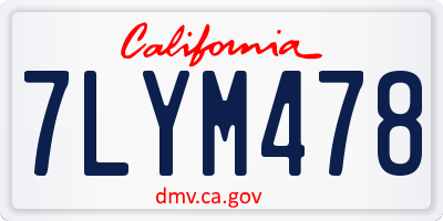 CA license plate 7LYM478