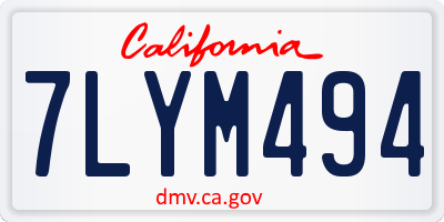 CA license plate 7LYM494