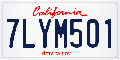 CA license plate 7LYM501