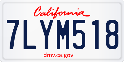 CA license plate 7LYM518