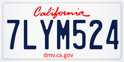 CA license plate 7LYM524