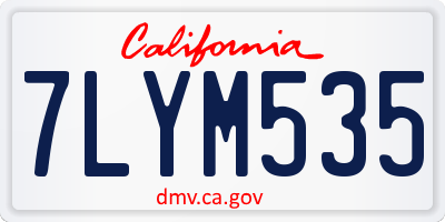 CA license plate 7LYM535