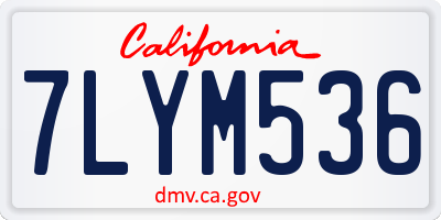 CA license plate 7LYM536