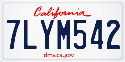 CA license plate 7LYM542