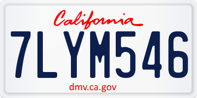 CA license plate 7LYM546