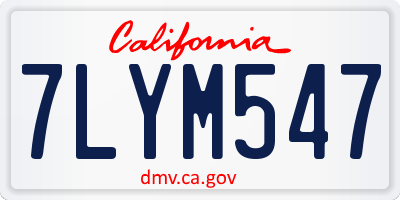 CA license plate 7LYM547