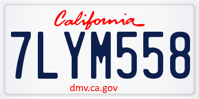 CA license plate 7LYM558