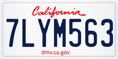 CA license plate 7LYM563