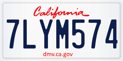 CA license plate 7LYM574