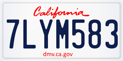CA license plate 7LYM583