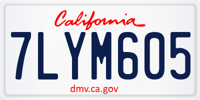 CA license plate 7LYM605