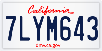 CA license plate 7LYM643