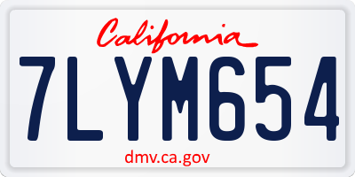 CA license plate 7LYM654